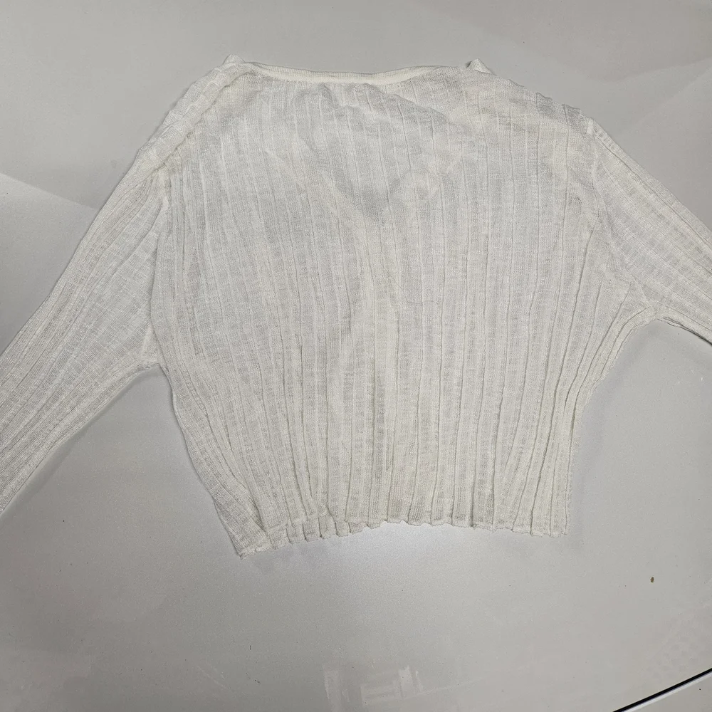 White Ribbed Cardigan - Picture 2 of 4